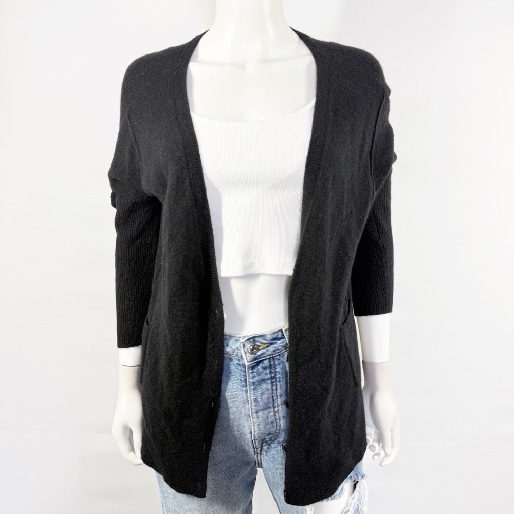 Subtle Luxury Black Cashmere Cardigan Sweater Size S/M Button Down Casual